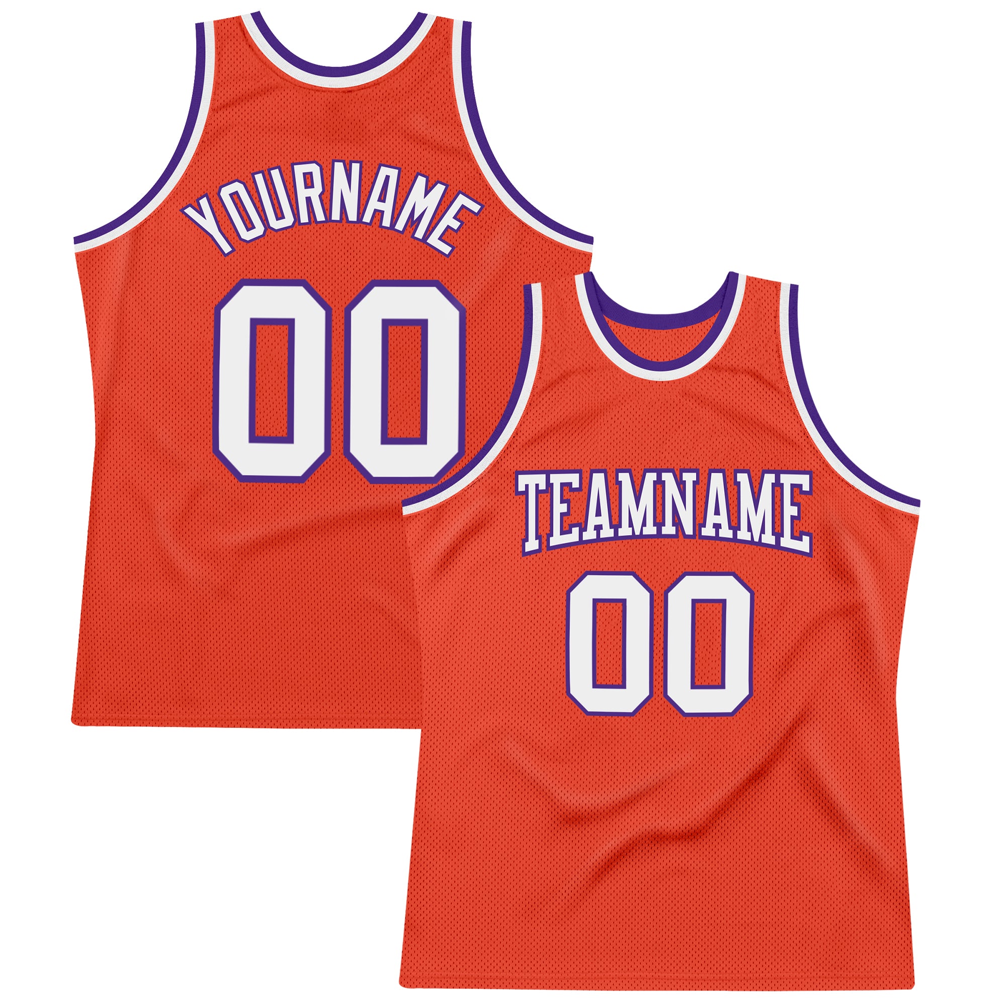 Custom Orange White-Purple Authentic Throwback Basketball Jersey