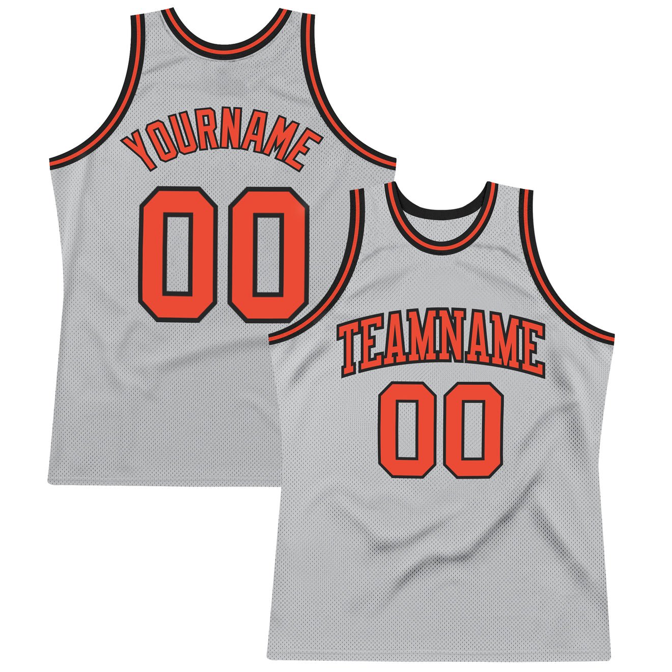 Custom Silver Gray Orange-Black Authentic Throwback Basketball Jersey