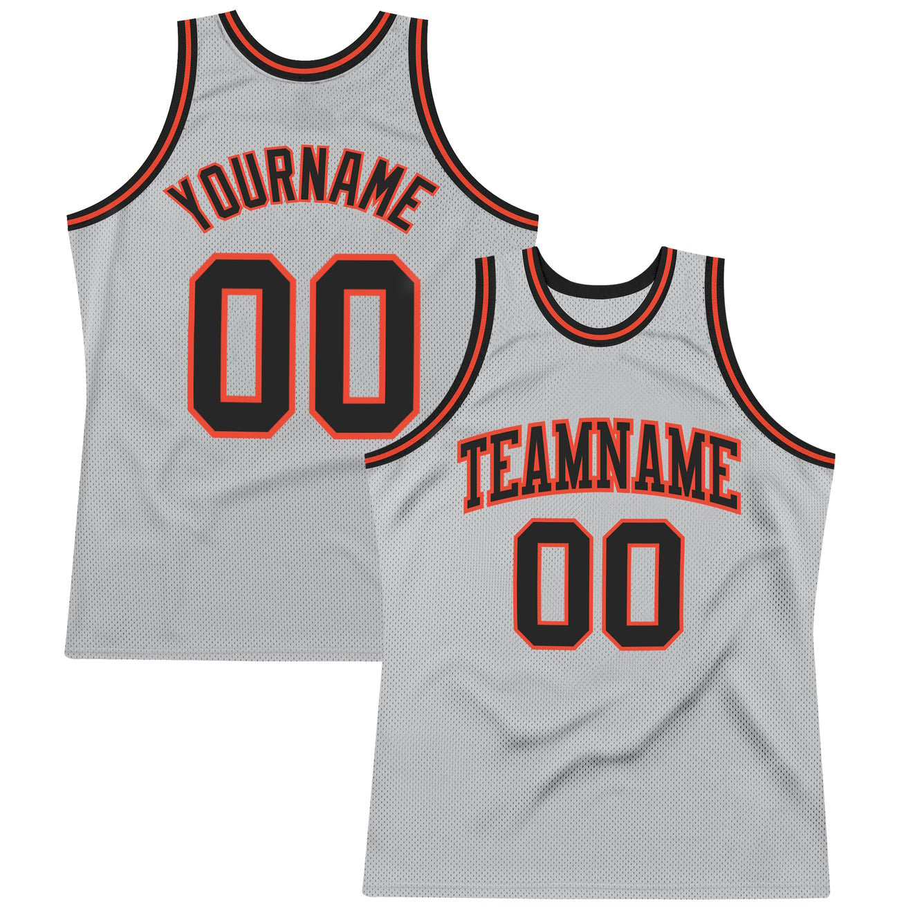 Custom Silver Gray Black-Orange Authentic Throwback Basketball Jersey