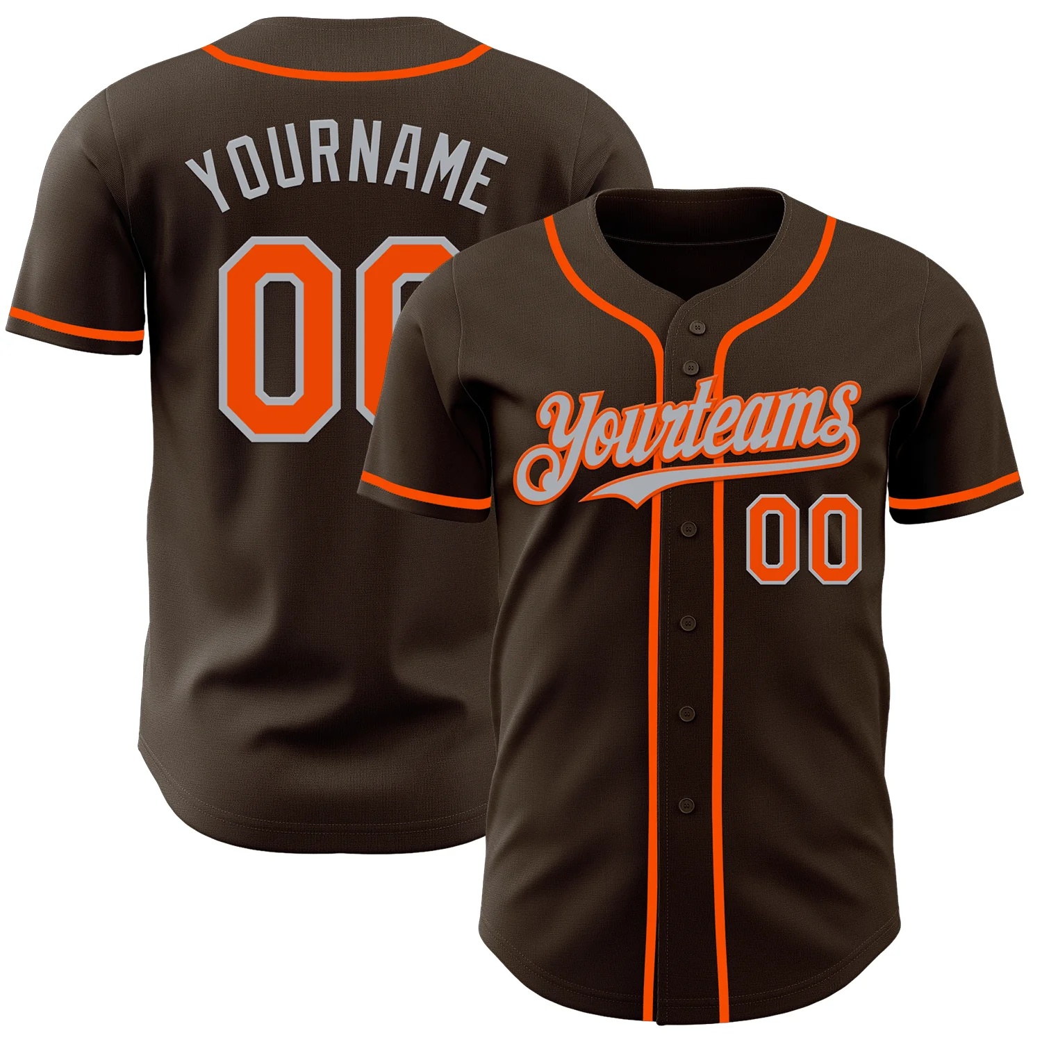 Custom Brown Orange-Gray Authentic Baseball Jersey
