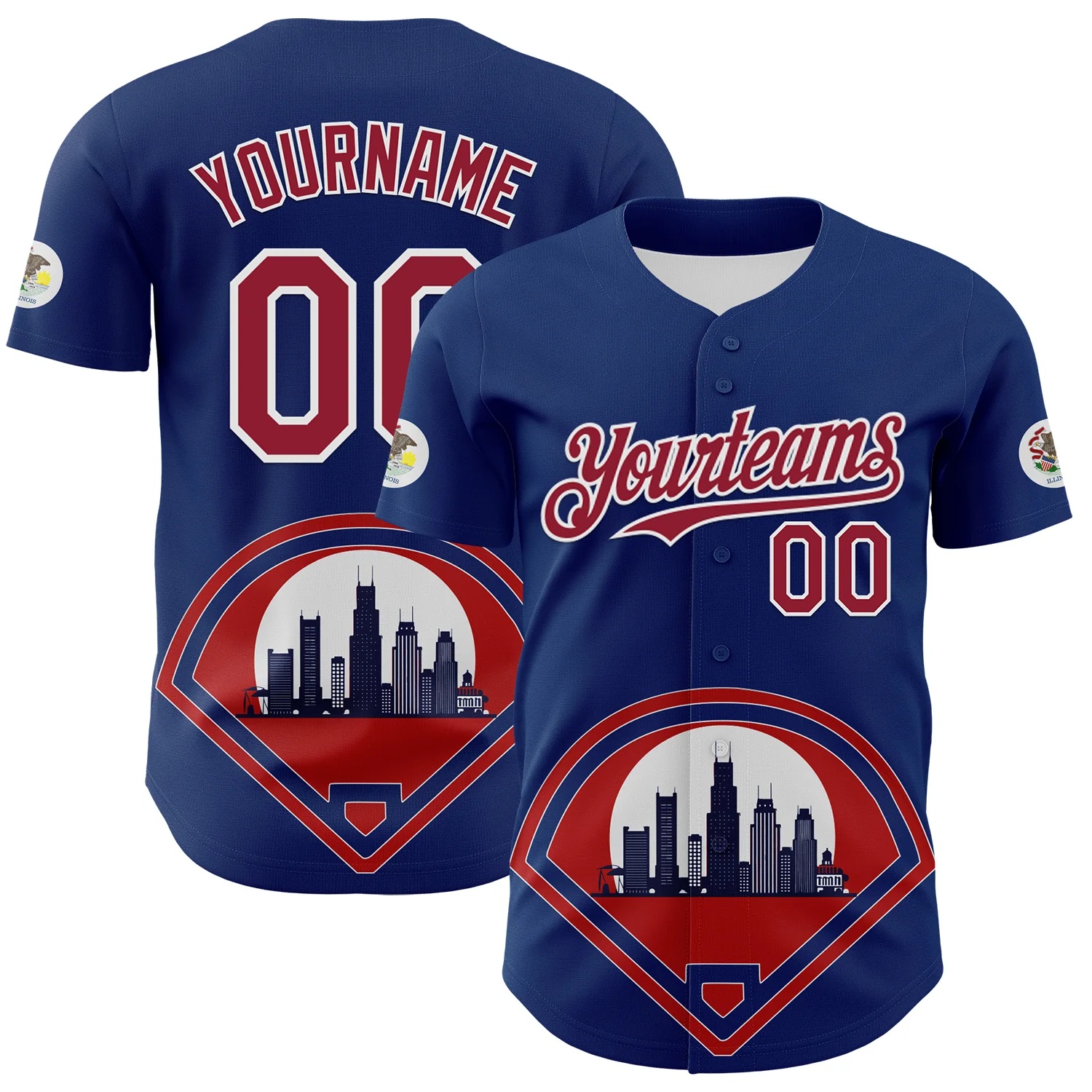 Custom Blue Cardinal-White 3D Urban City Edition Sports Authentic Baseball Jersey