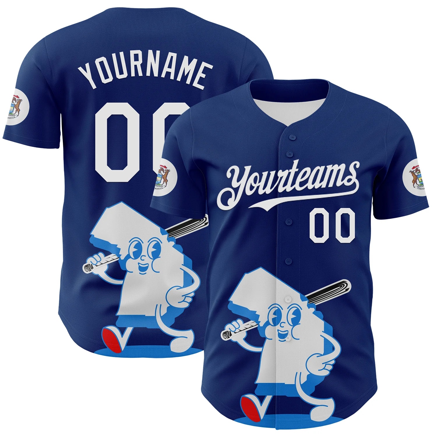 Custom Blue White-Red 3D Urban City Edition Sports Authentic Baseball Jersey