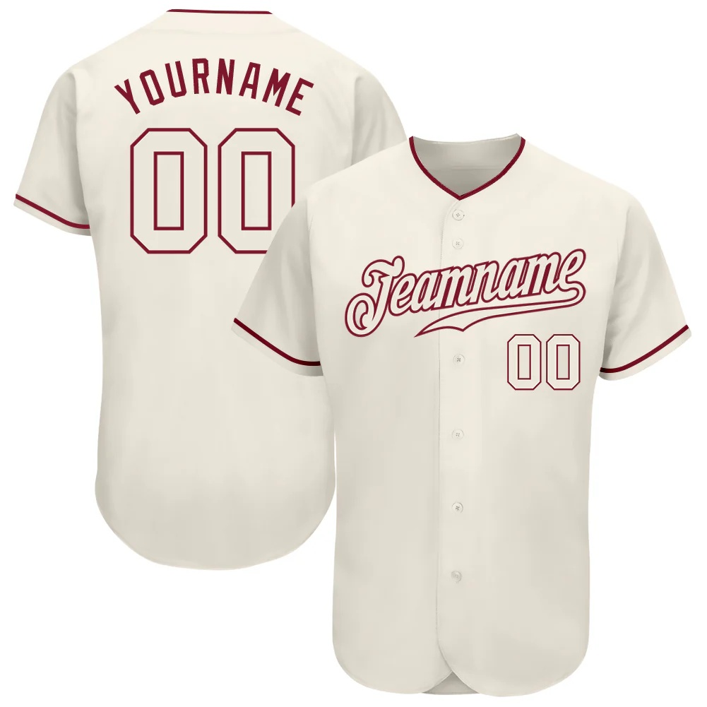 Custom Cream Cream-Crimson Authentic Baseball Jersey