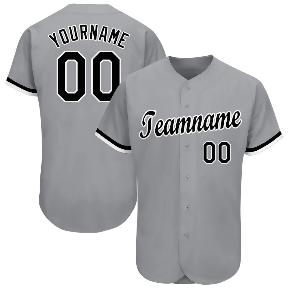 Custom Gray Navy-White Baseball Jersey