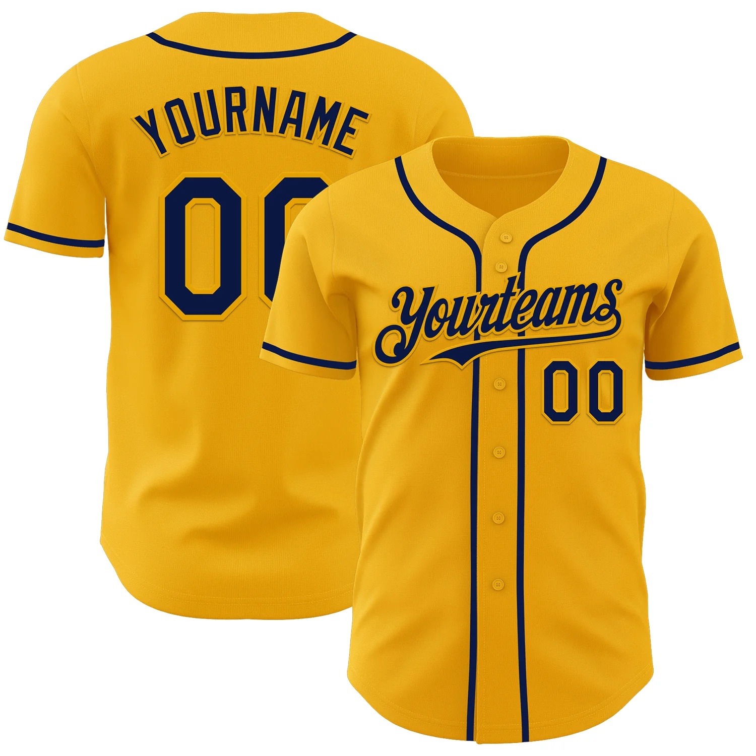 Custom Gold Navy Authentic Baseball Jersey