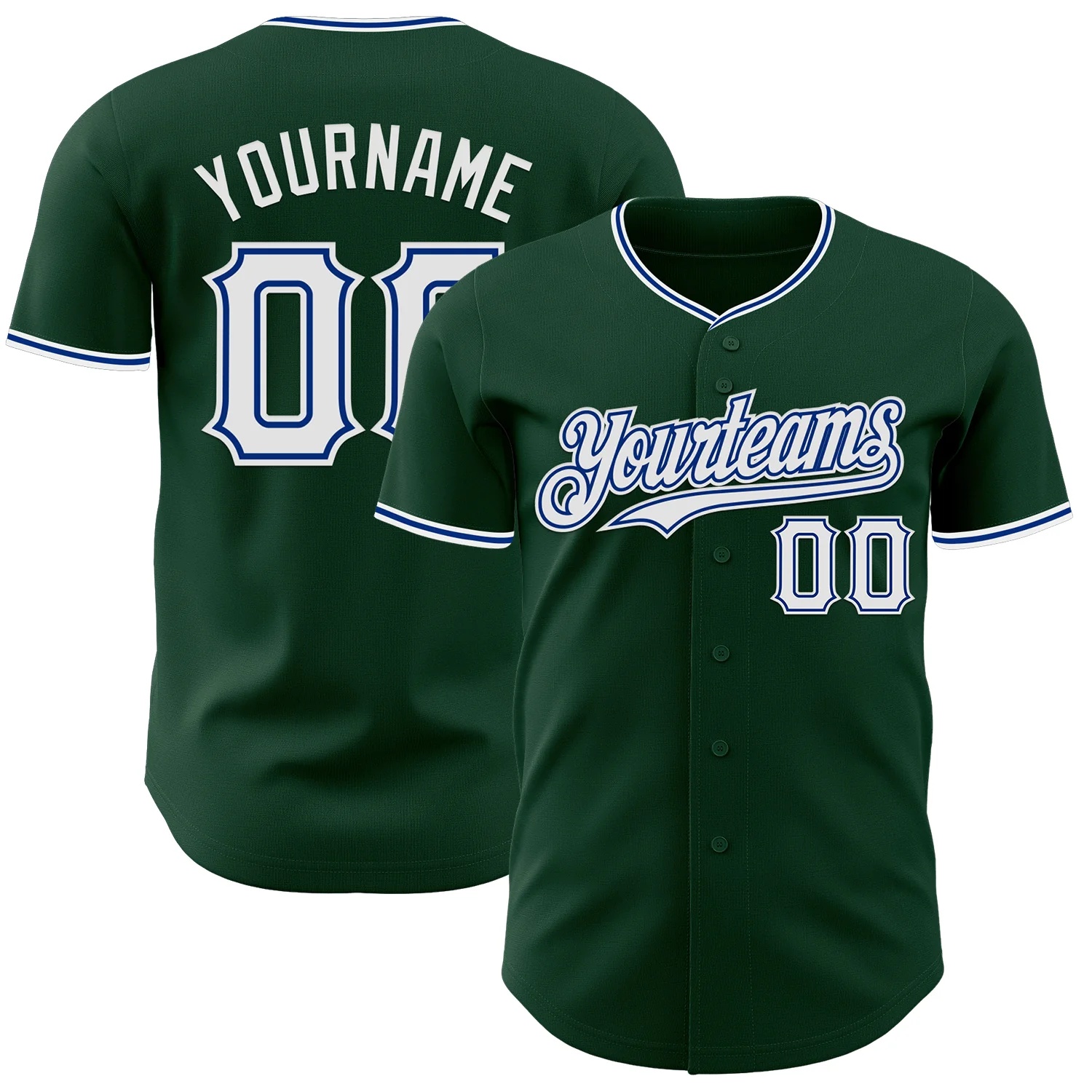 Custom Green White-Royal Authentic Baseball Jersey