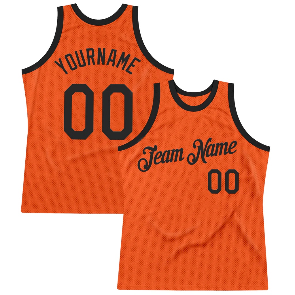 Custom Orange Black Authentic Throwback Basketball Jersey