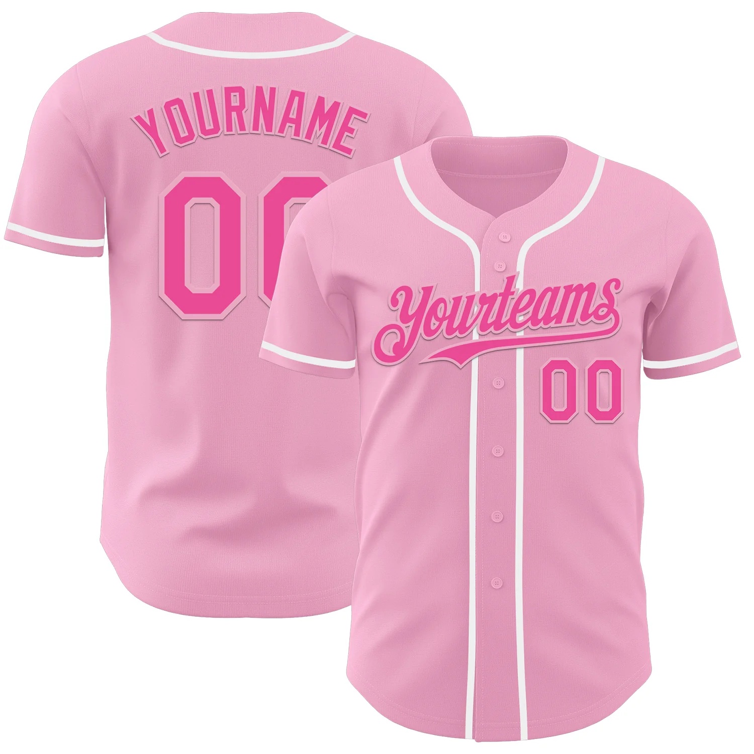 Custom Light Pink Pink-White Authentic Baseball Jersey
