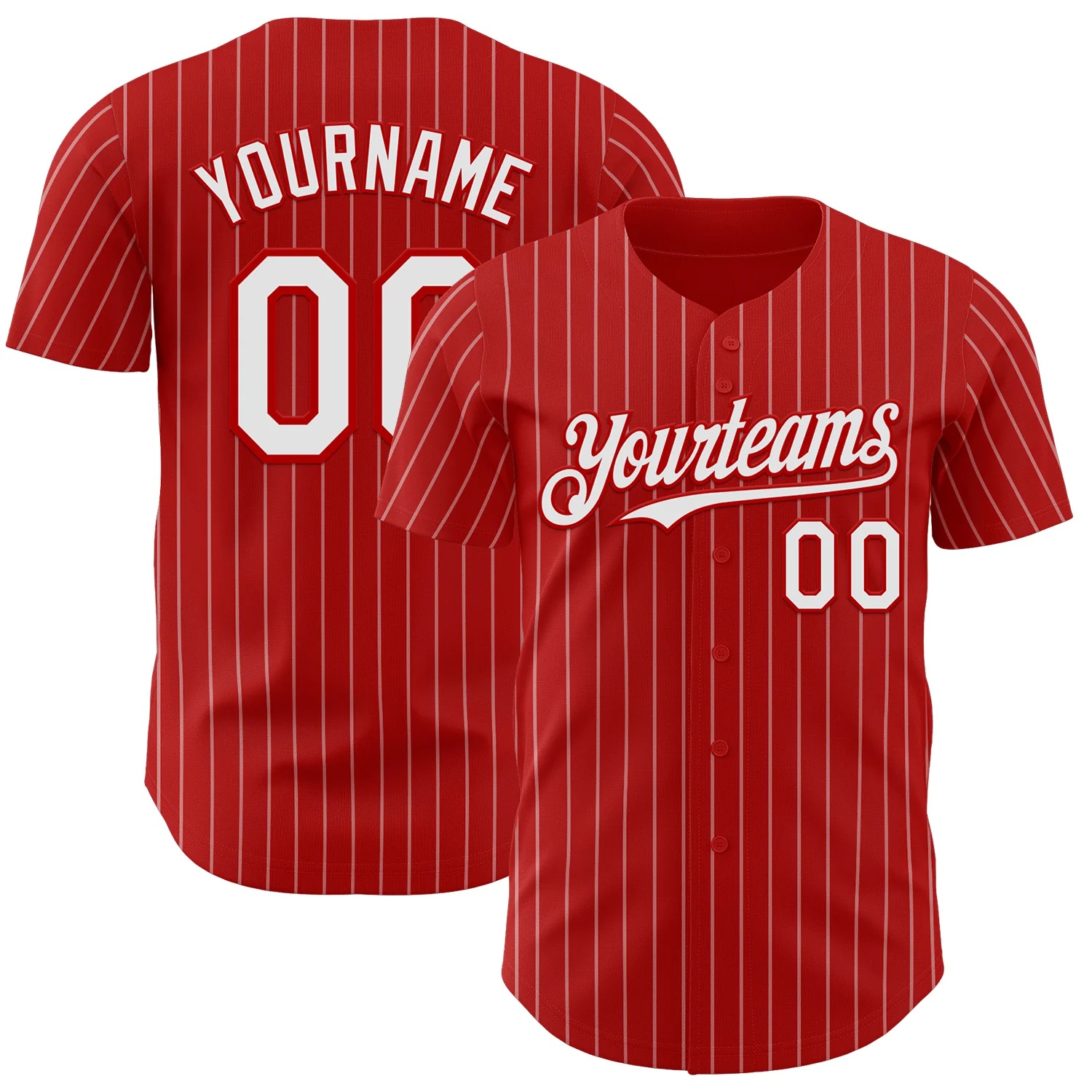 Custom Red Gray Pinstripe Black-Neon Green Authentic Baseball Jersey