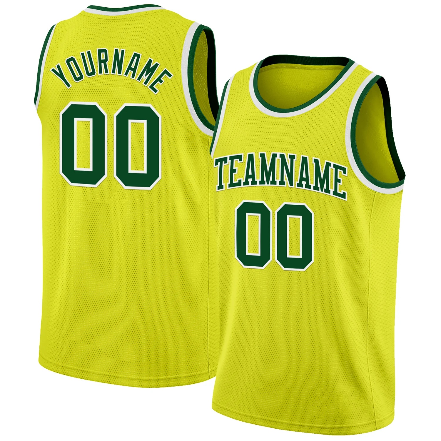 Custom Neon Yellow Green-White Authentic Basketball Jersey