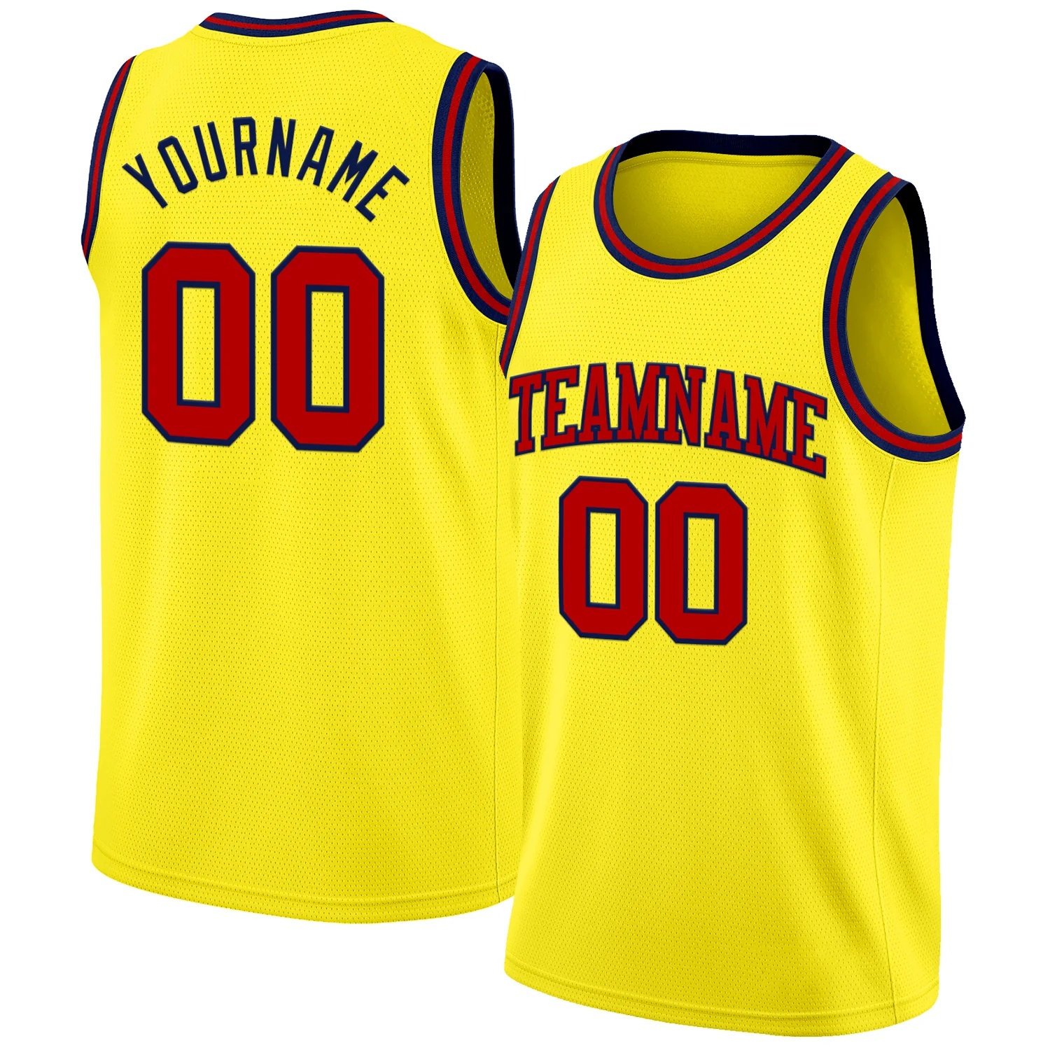 Custom Light Yellow Red-Navy Authentic Basketball Jersey