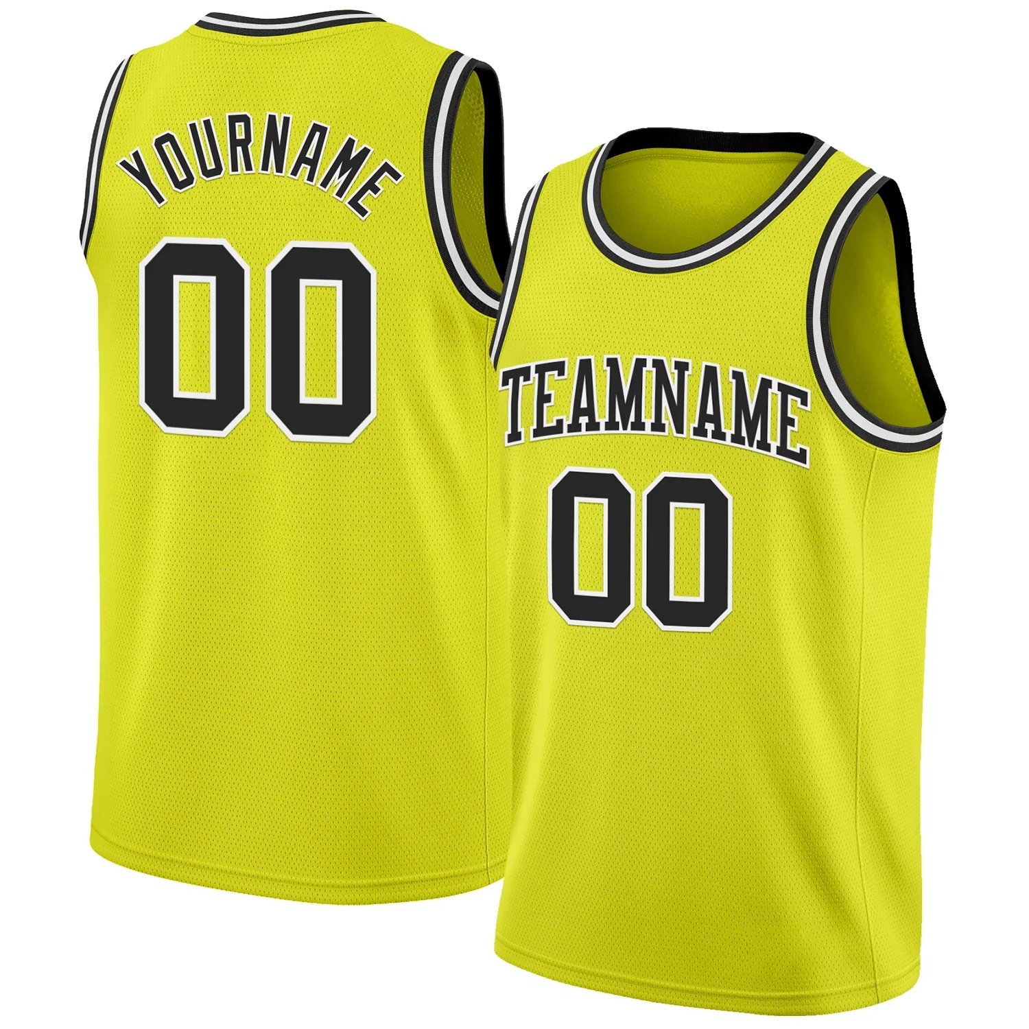 Custom Neon Yellow Black-White Authentic Basketball Jersey