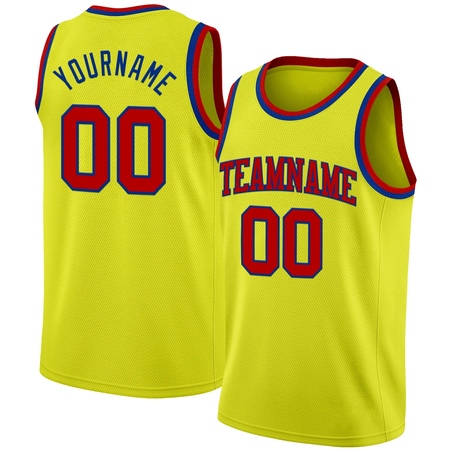 Custom Neon Yellow Red-Royal Authentic Basketball Jersey