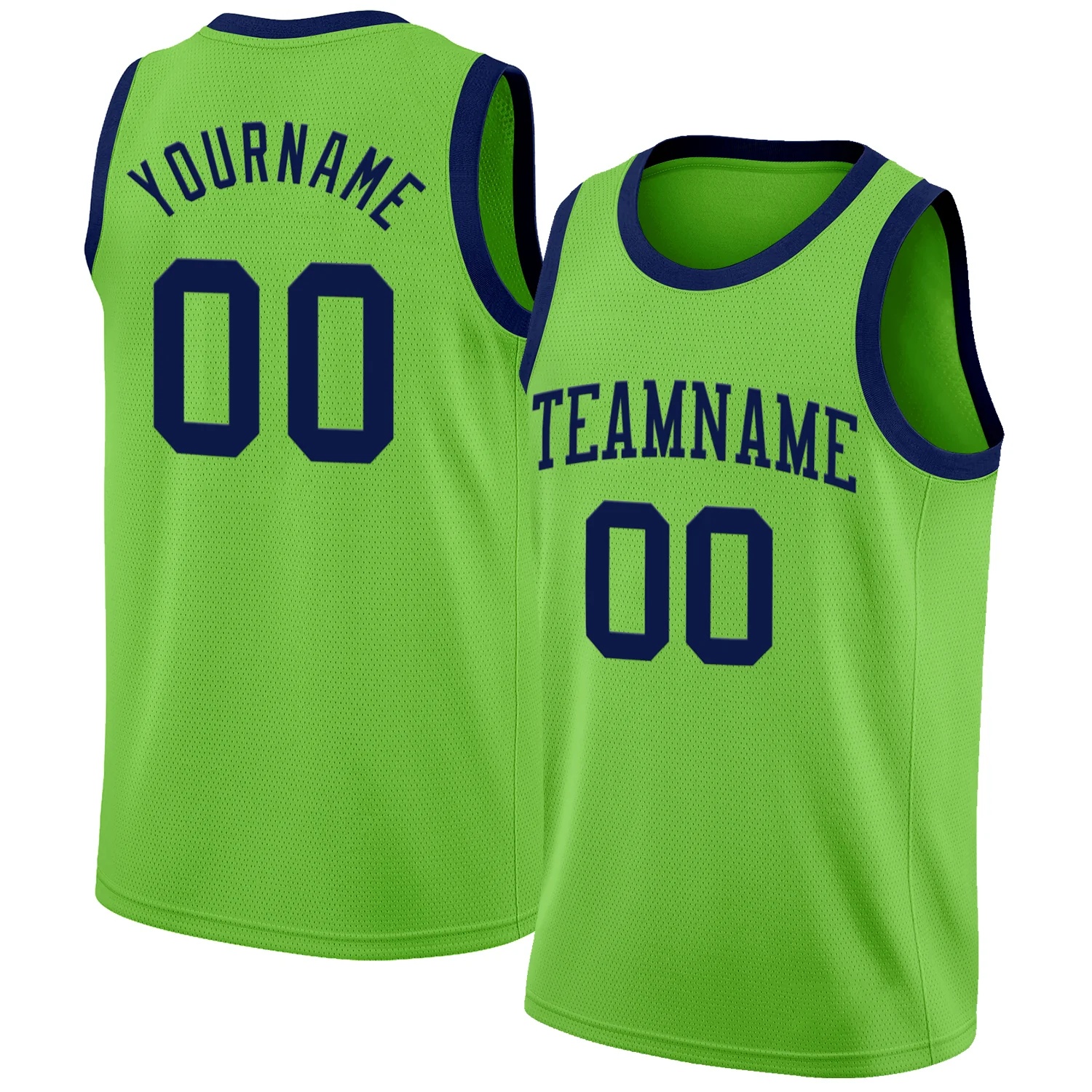 Custom Neon Green Navy Authentic Basketball Jersey