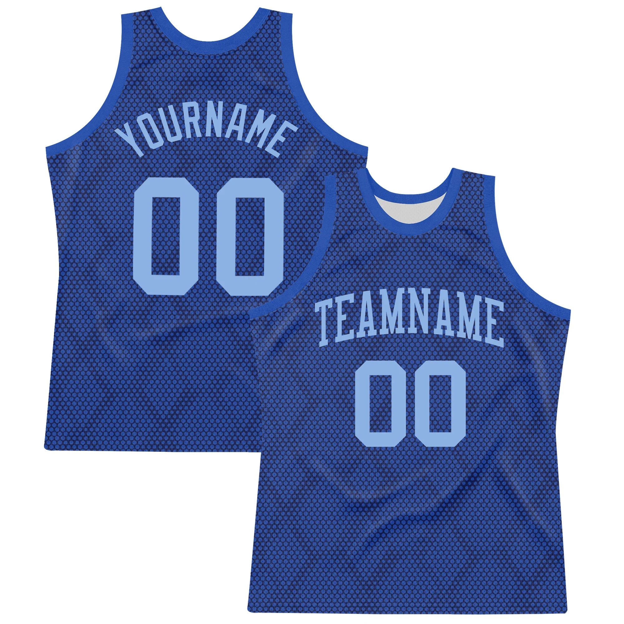Custom Royal Light Blue Dot Round Neck Sublimation Basketball Suit Jersey
