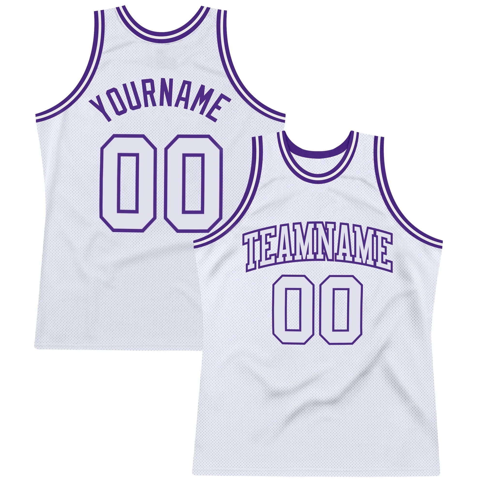 Custom White White-Purple Authentic Throwback Basketball Jersey