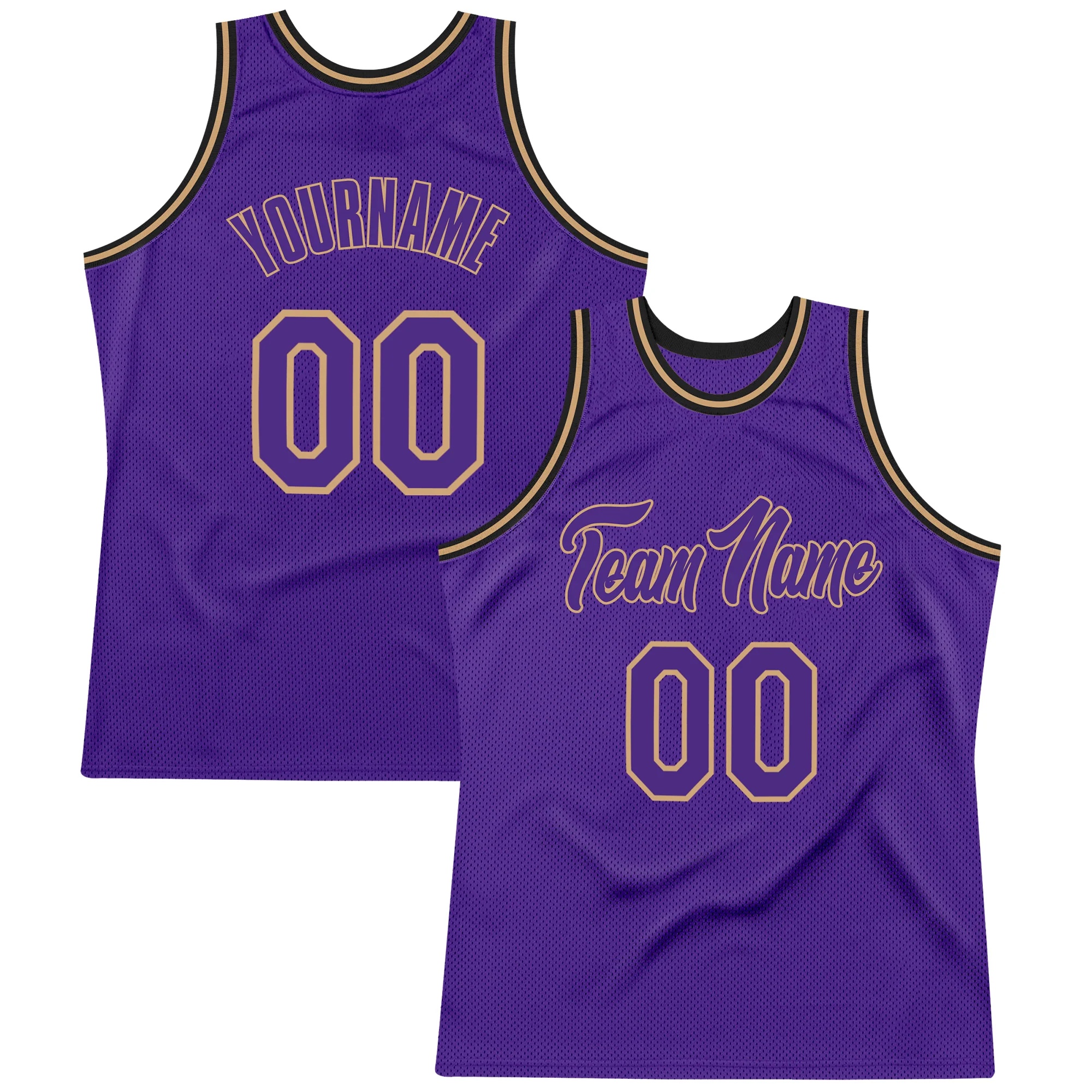 Custom Purple Purple-Old Gold Authentic Throwback Basketball Jersey