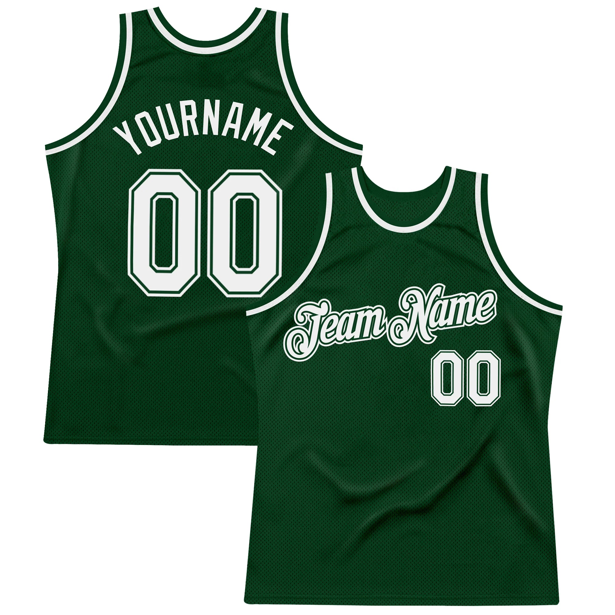 Custom Green White Authentic Throwback Basketball Jersey