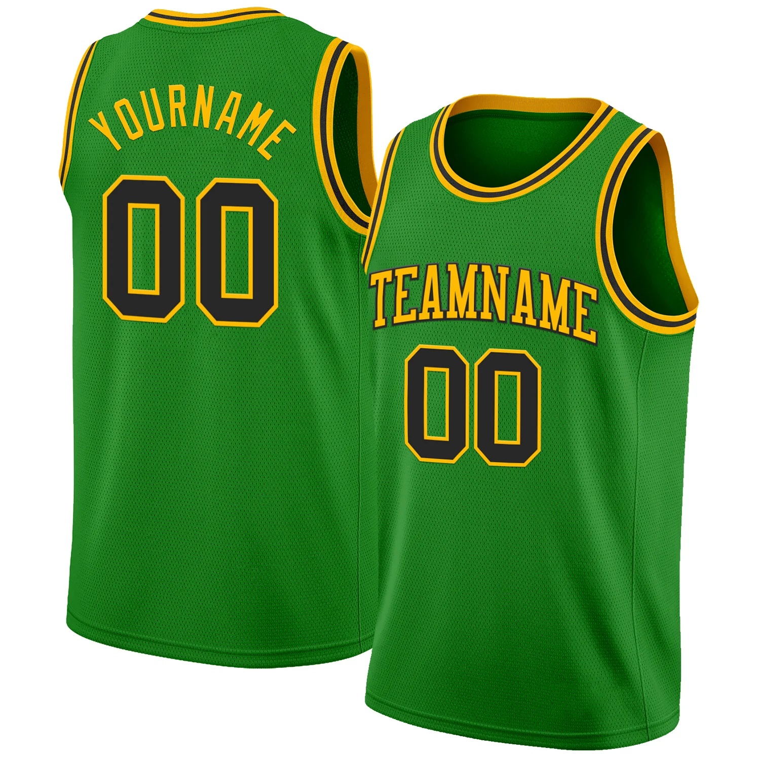 Custom Grass Green Black-Gold Authentic Basketball Jersey