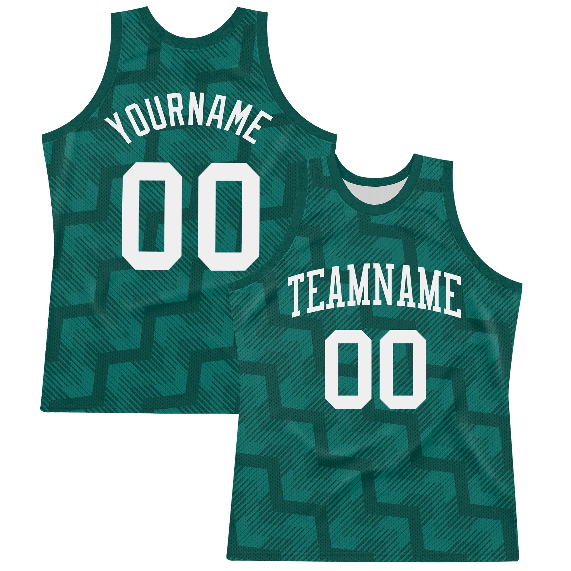 Custom Green White Line Round Neck Sublimation Basketball Suit Jersey