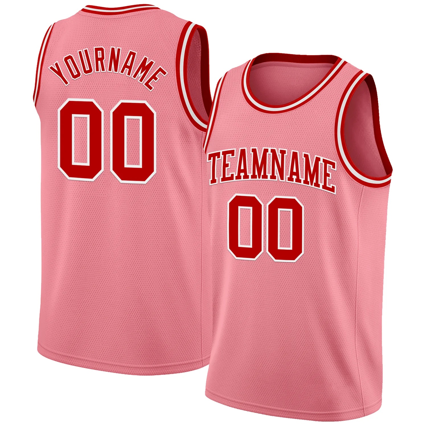 Custom Medium Pink Red-White Authentic Basketball Jersey