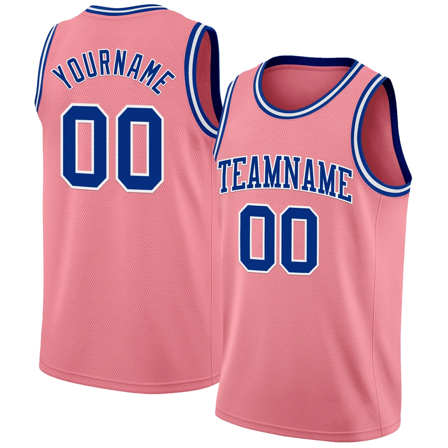 Custom Medium Pink Royal-White Authentic Basketball Jersey