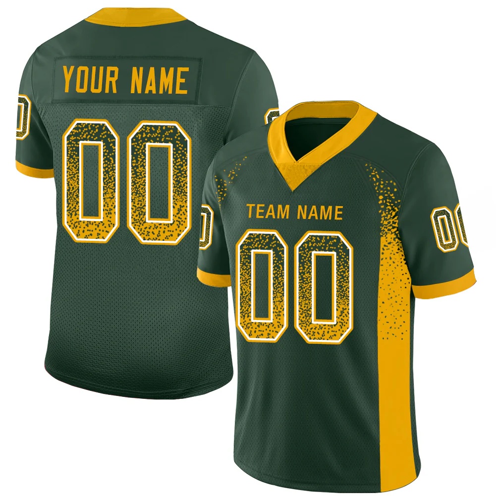 Custom Green Gold-White Drift Fashion Football Jersey