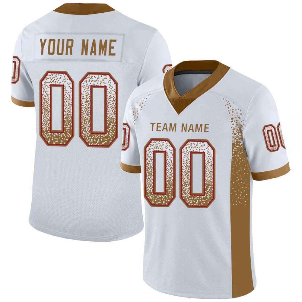 Custom White Old Gold-Red Drift Fashion Football Jersey