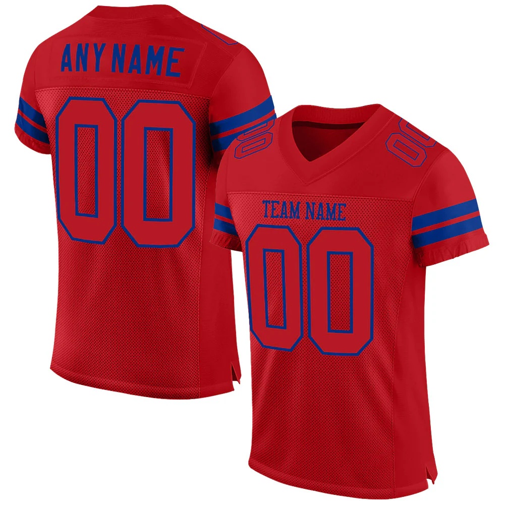 Custom Red Red-Royal Mesh Authentic Football Jersey