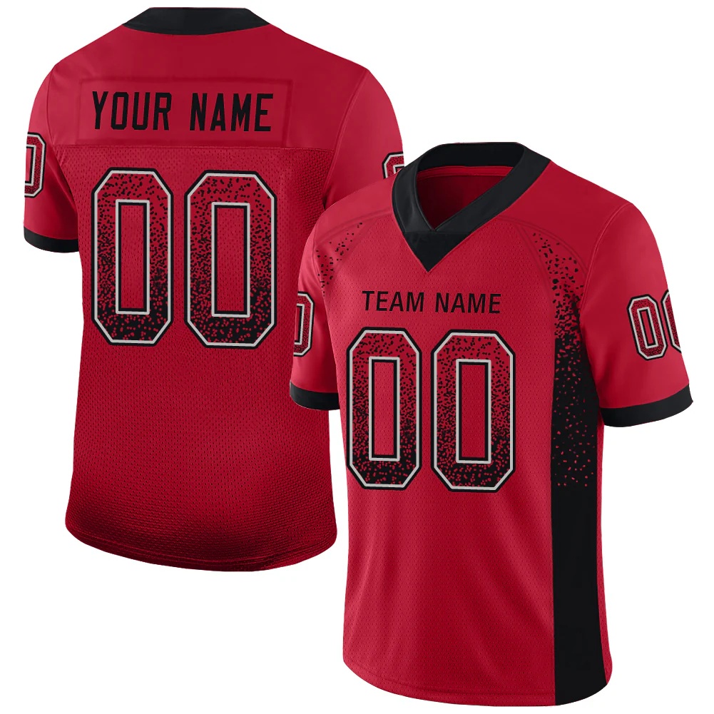 Custom Red Black-Gray Drift Fashion Football Jersey