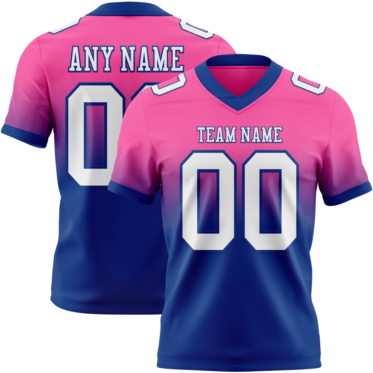 Custom Pink White-Royal Authentic Fade Fashion Football Jersey