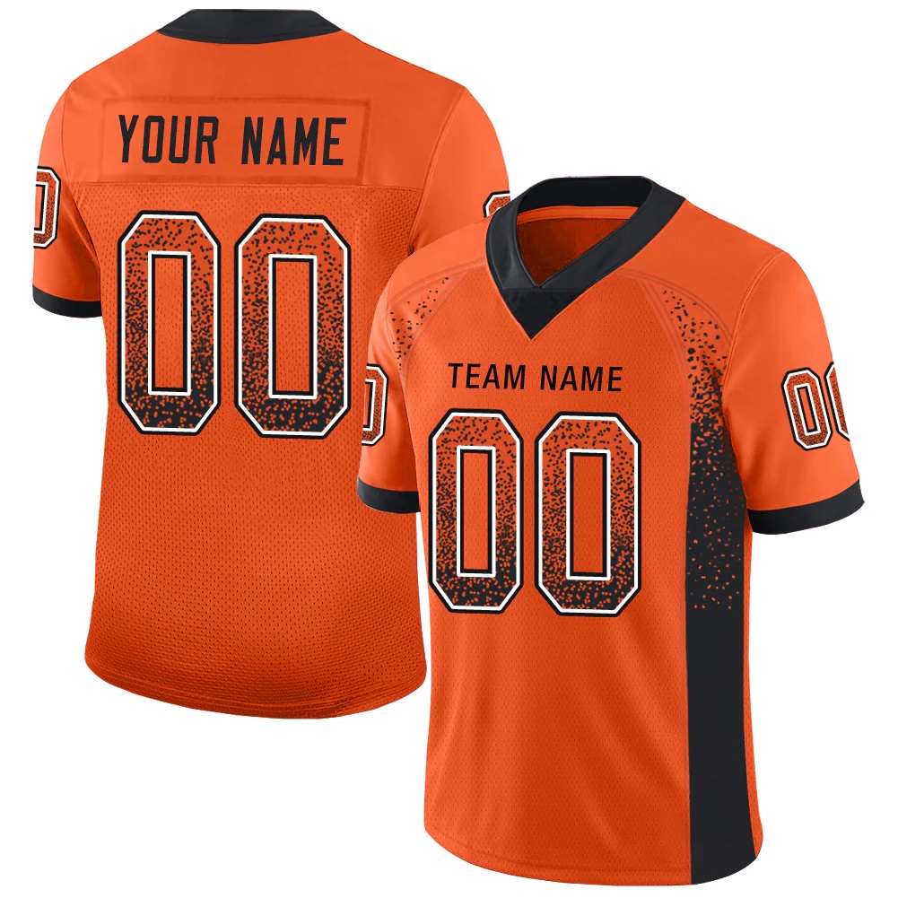 Custom Orange Black-White Drift Fashion Football Jersey