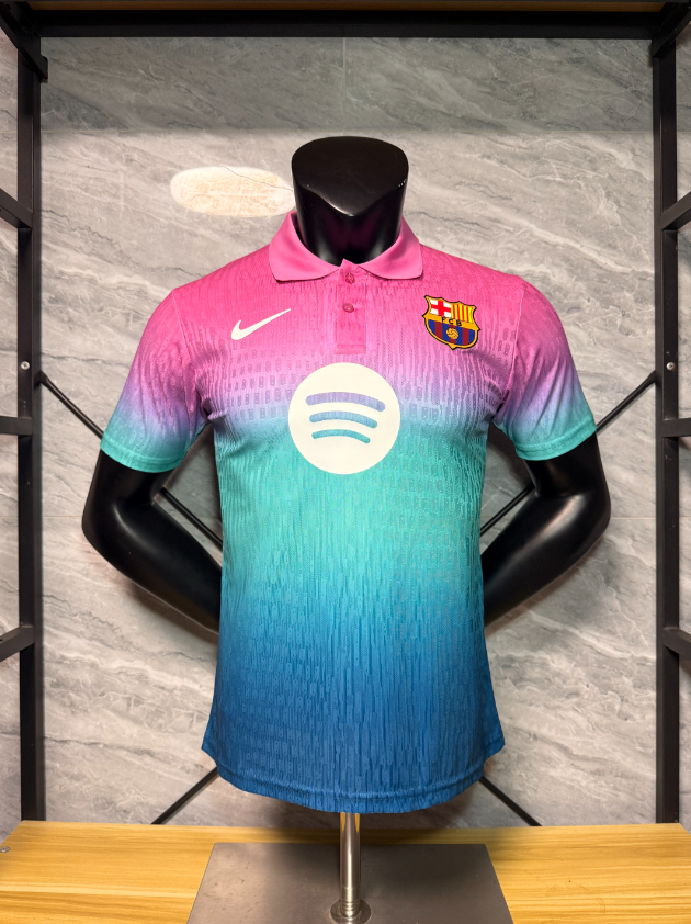 Player Version 26/27 Barcelona polo shirt in purple green  and blue gradient colors