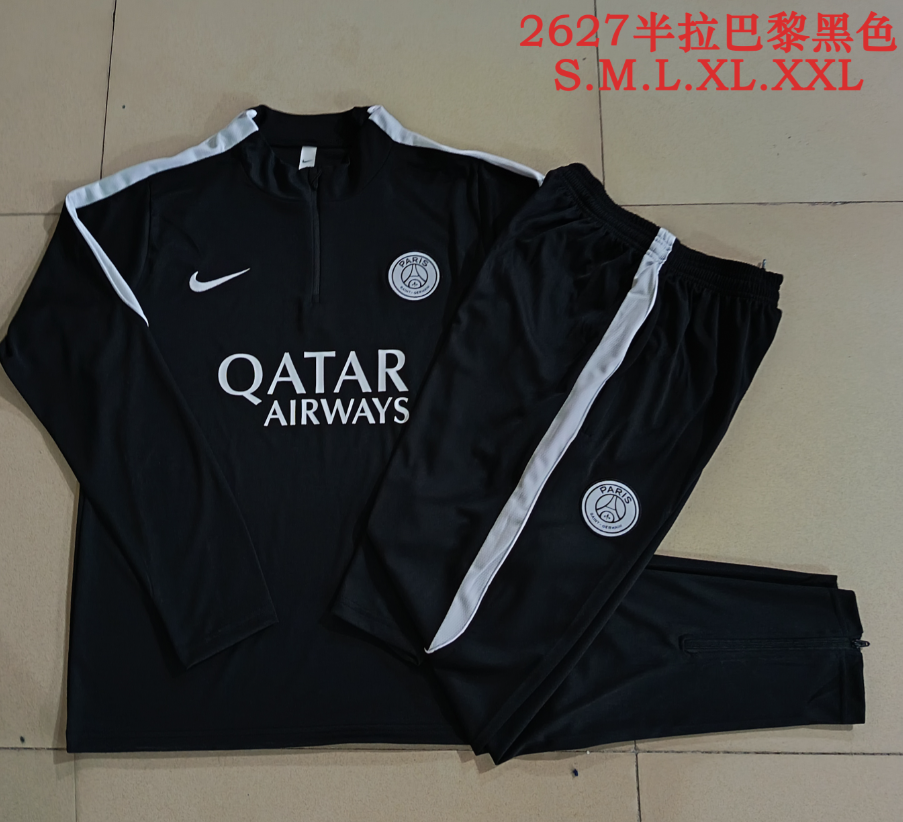 26/27 Half Pull Paris Black Tracksuit