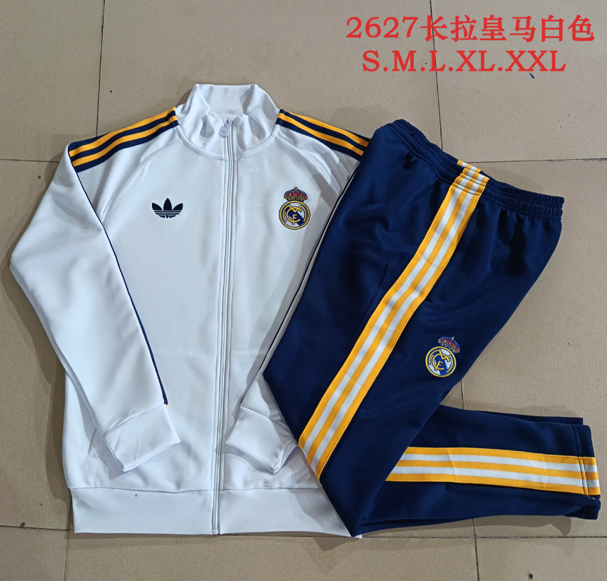 26/27 Long Pull Real Madrid White (Clover) Jackets sets