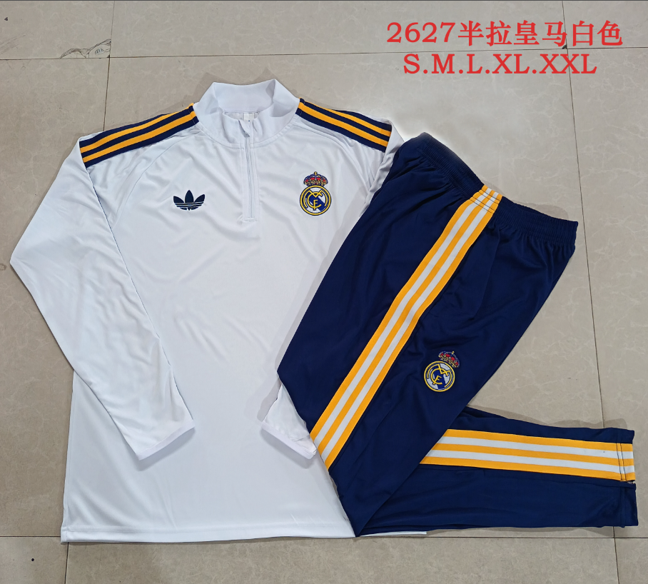 26/27 Half Real Madrid White (Yellow Ribbon) Tracksuit