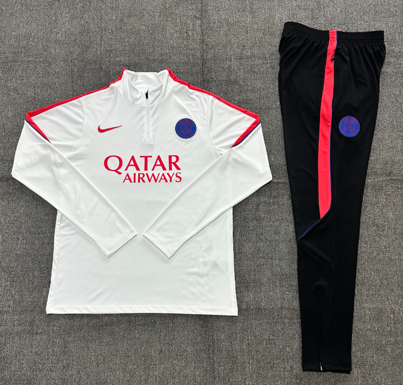 26/27 Half Pull Paris White with Orange Red Tracksuit