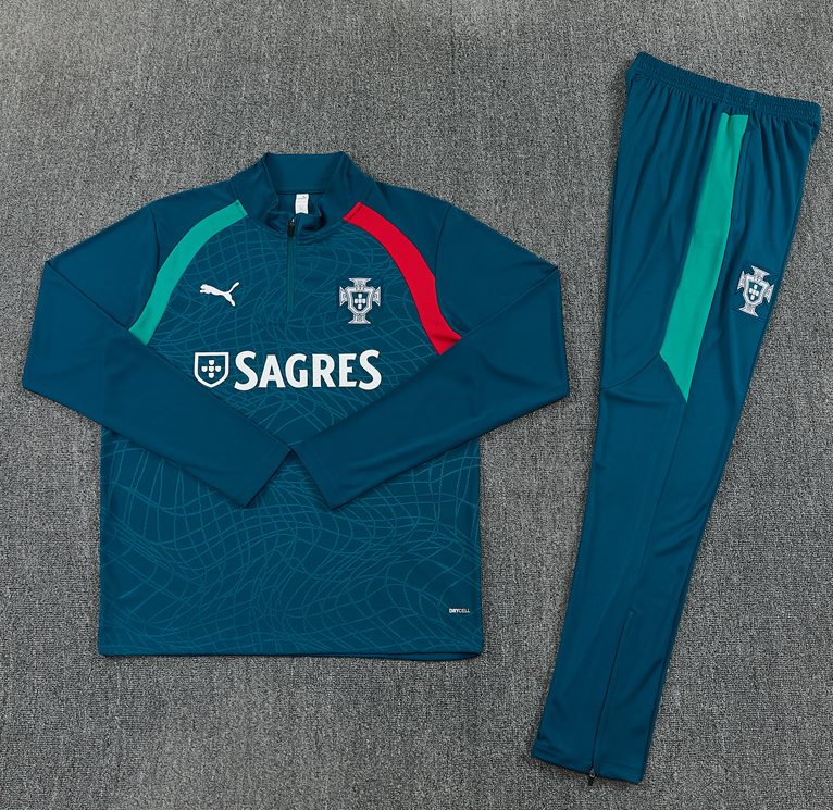 26/27 Half Pull Portugal Olive Green Tracksuit