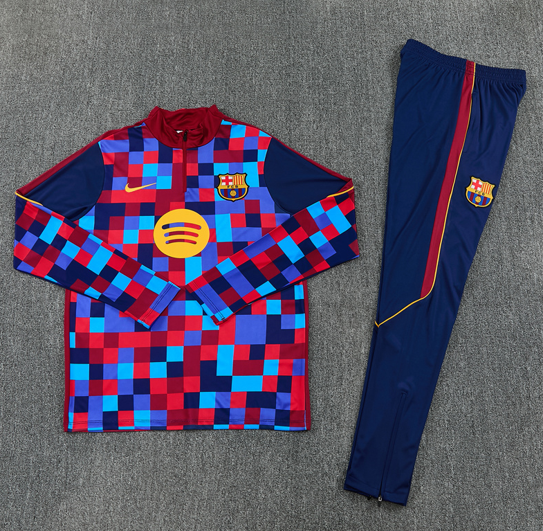 26/27 Half Pull Barcelona Red and blue camouflage pattern Tracksuit