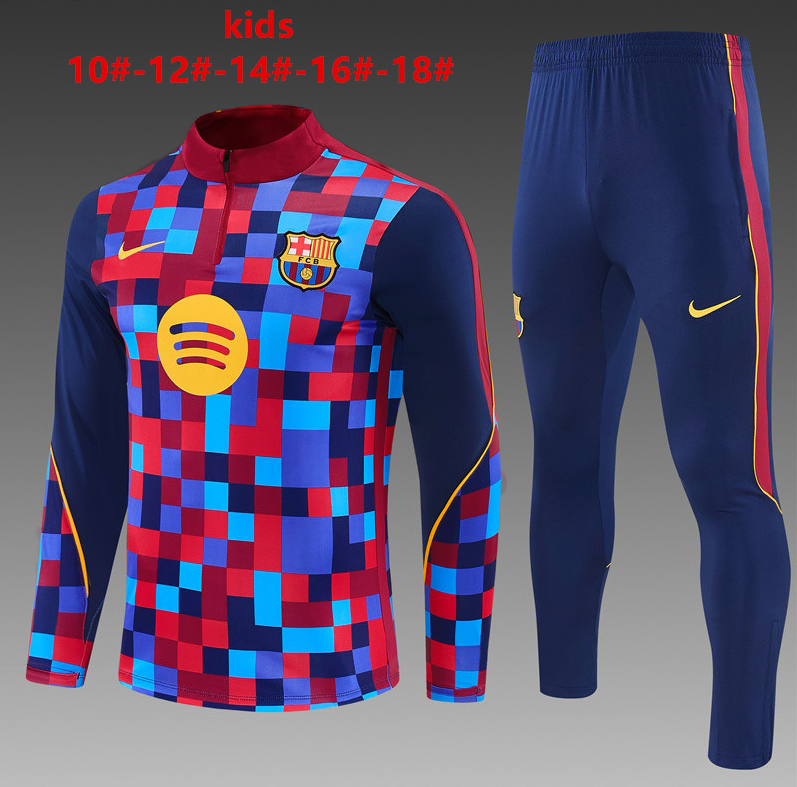 26/27 Kids Half Pull Barcelona Red and blue Camouflage Style Tracksuit