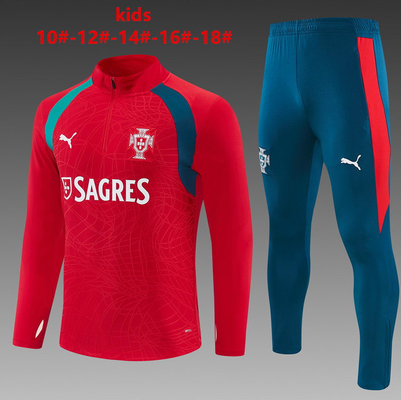 26/27 Kids Half Pull Portuguese Red Tracksuit