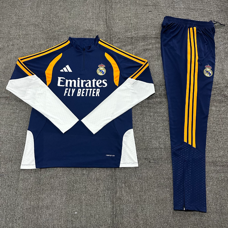 26/27 Kids Half Pull Real Madrid Blue with Yellow Tracksuit