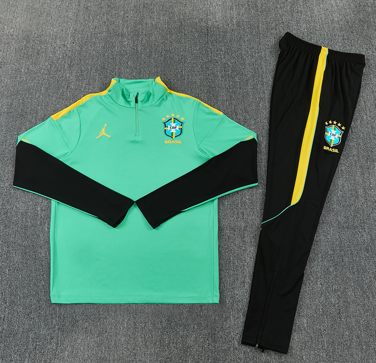 26/27 Half Pull Jordan Brazil Light Green Tracksuit