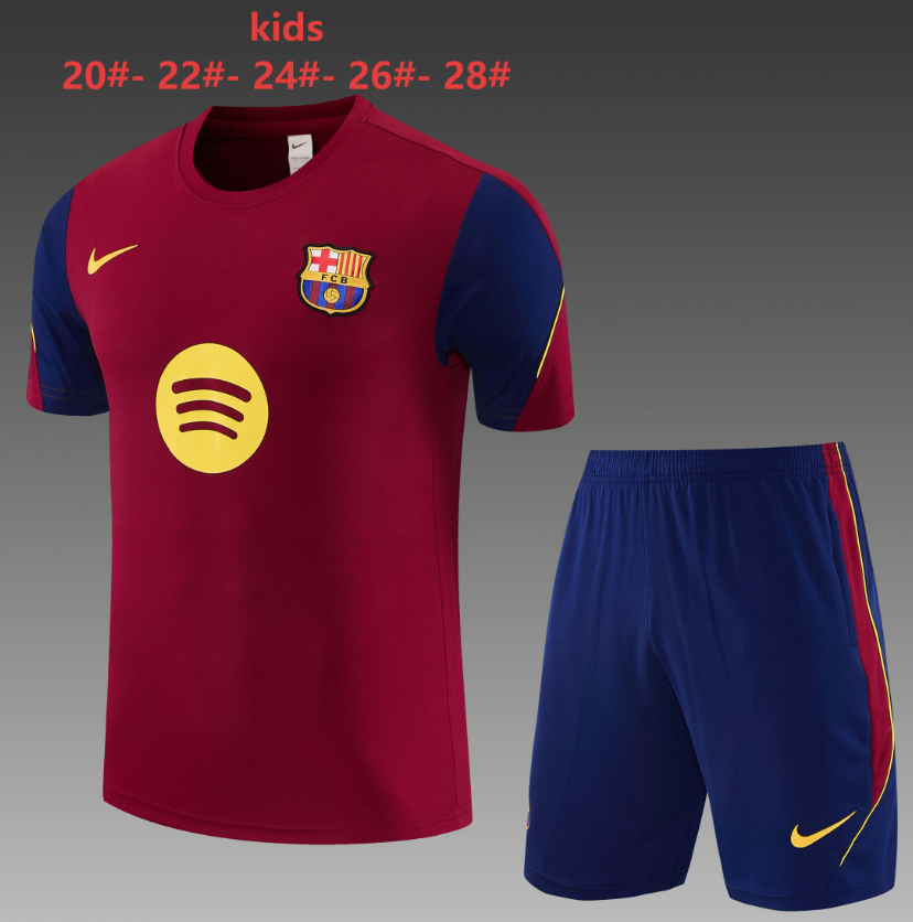 26/27 Kids short-sleeved Barcelona Bordeaux red Training Kits