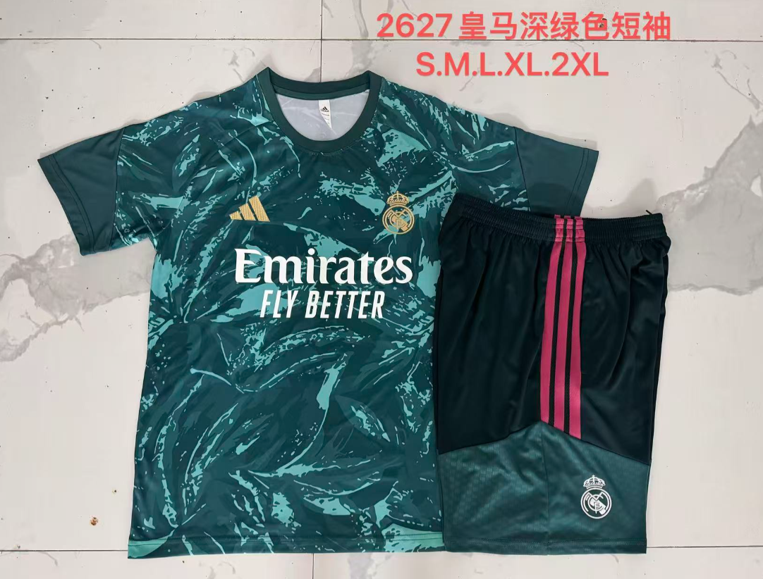 26/27 Adults short sleeves Real Madrid dark green ink jet Training Kits