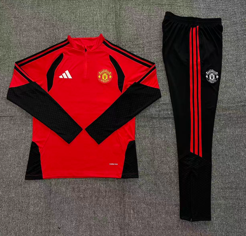 26/27 Adults Half Pull Manchester United Red Tracksuit