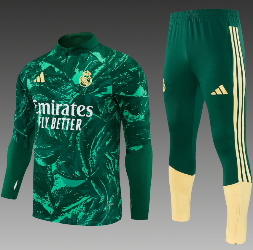 26/27 Adults Half Pull Real Madrid Dark green【Camouflage pattern】 Tracksuit