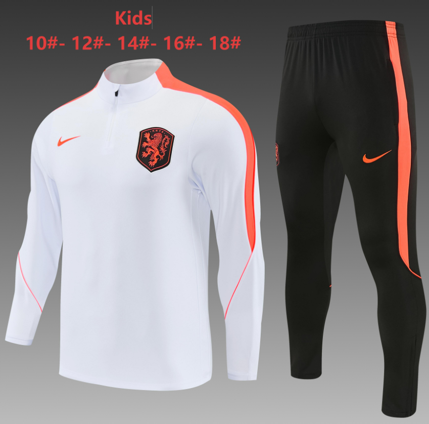 26/27 Kids Half Pull Netherlands white Tracksuit