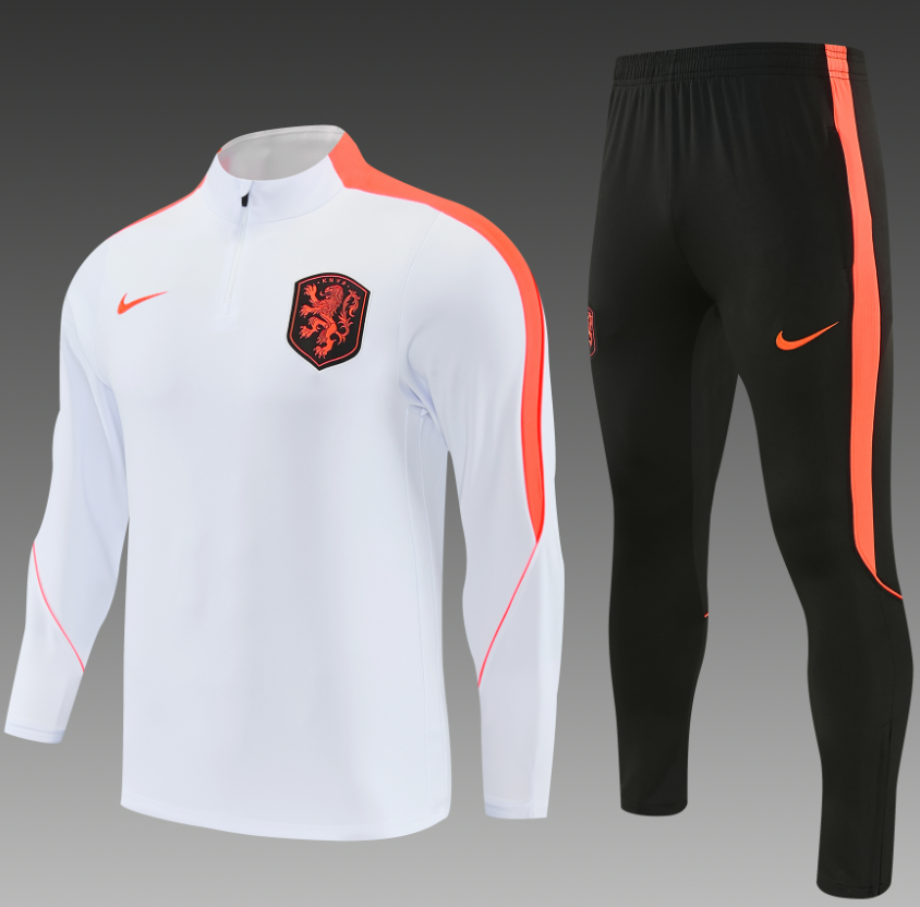 26/27 Adults Half Pull Netherlands White Tracksuit