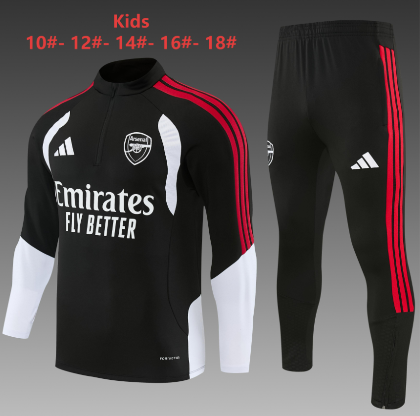 26/27 Kids Half Pull Arsenal Black Tracksuit